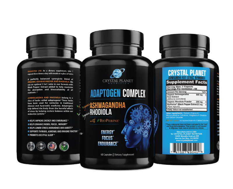 Anxiety Relief Ashwagandha Rhodiola Rosea Organic Improve Sleeping Support Mood Enhancer Black Pepper Extract Cortisol Manager bioperine adaptogen complex